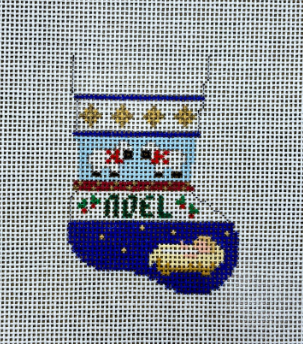 Nativity Stripe Stocking Ornament (Susan Roberts)