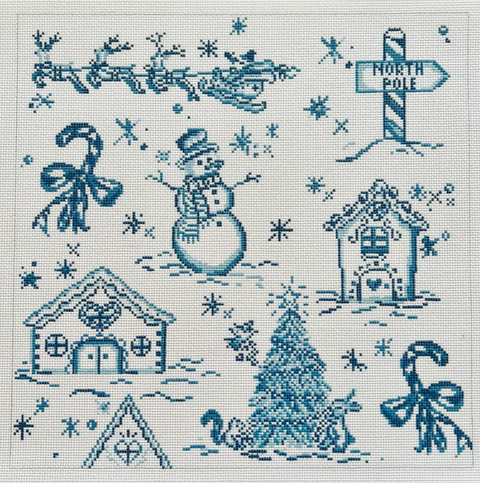 Blue Christmas Toile Pillow (KCN Designers)