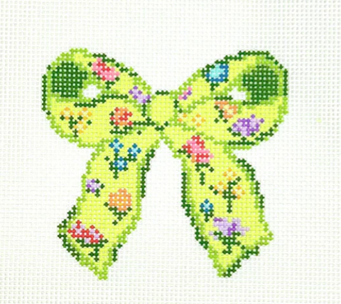 Floral Print Bow/Green (Stitchtent)