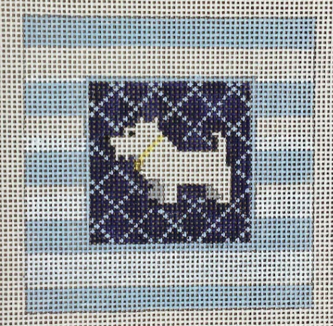 White Westie Striped Square (KCN Designers)