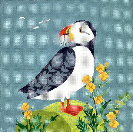 Puffin w/Fish & Buttercups (Kate Dickerson)