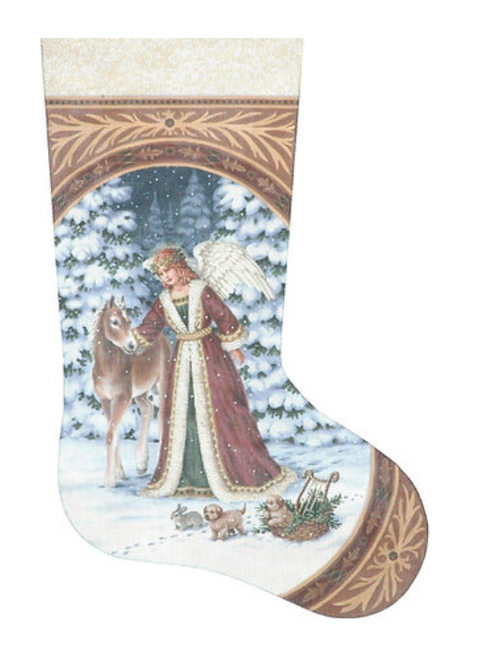 Angel w/Pony & Puppies Stocking - 13M (Tapestry Tent)
