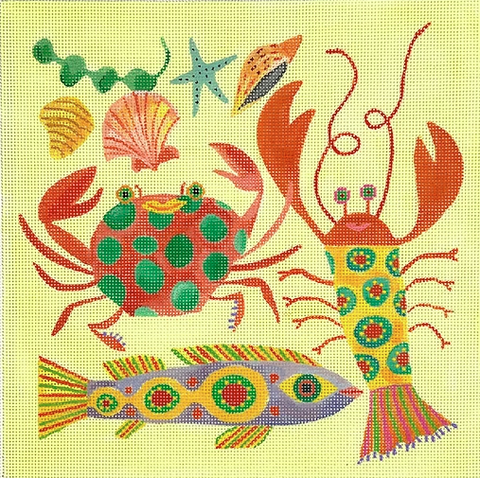 Sea Life on Soft Yellow (Kate Dickerson)