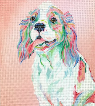 Cavalier King Charles on Peach (Kate Dickerson)