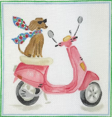Chic Pup on a Pink Vespa (Kate Dickerson)
