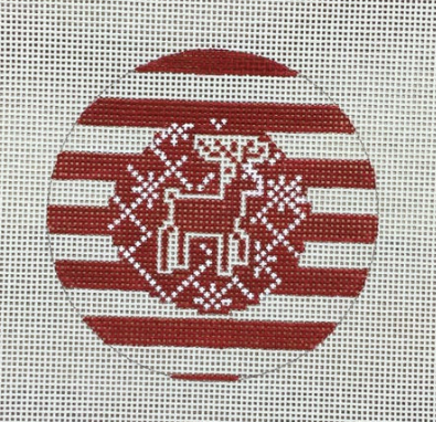 Reindeer Stripe Round/Red (KCN Designers)
