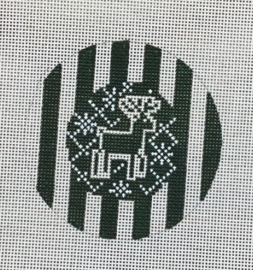 Reindeer Stripe Round/Green (KCN Designers)
