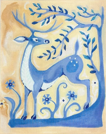 Blue Deer on Parchment (Kate Dickerson)