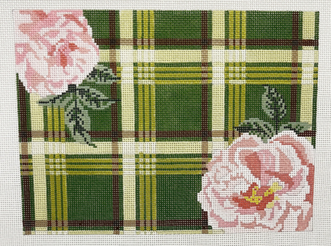 Green Plaid w/Flower (Blueberry Point Canvas)