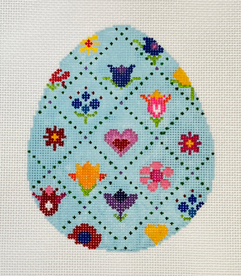Blue Grid Egg (Blueberry Point Canvas)