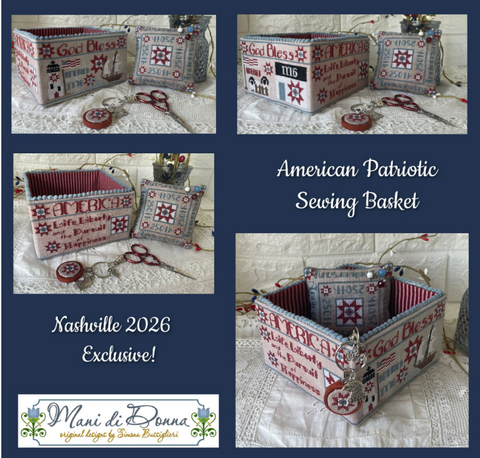 American Patriotic Sewing Basket -  Nashville Market Exclusive (Mani di donna)