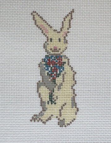 Bunny w/Flower Bouquet (Three Petals Needlepoint)