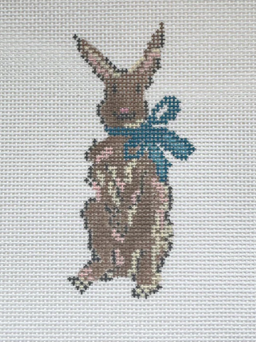Bunny w/Blue Bow (Three Petals Needlepoint)