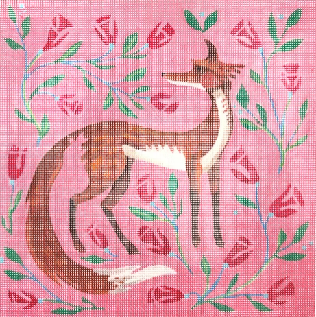 Fox w/Pink Flowers (Kate Dickerson)