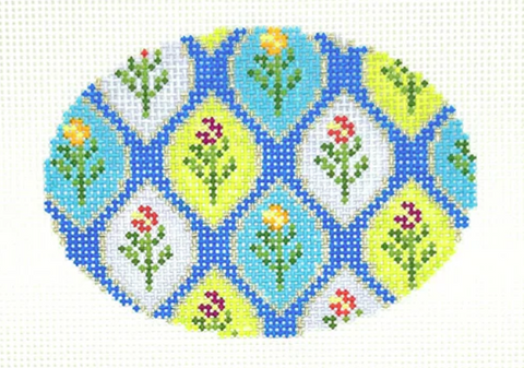 Blue Multi Floral Oval (Stitchtent)
