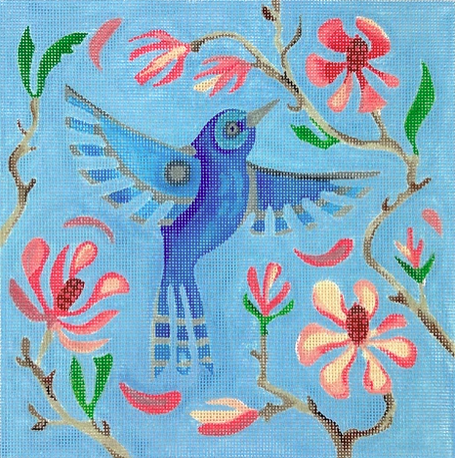 Blue Bunting w/Japanese Magnolia (Kate Dickerson)