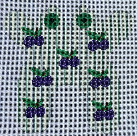 Frog - Blackberries on green stripes (Chris Lewis)
