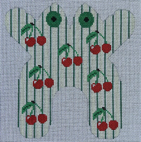 Frog - Cherries on green stripes (Chris Lewis)