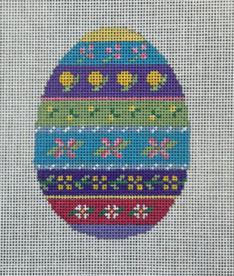 Floral Stripe Egg (Susan Roberts Needlepoint)