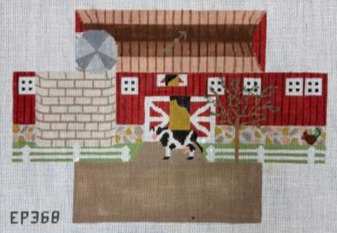 Barn w/Cow Brick Cover (Susan Roberts Needlepoint)