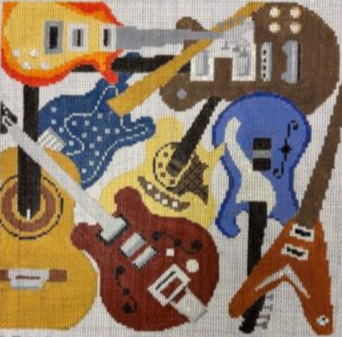 Guitars/Square (Susan Roberts Needlepoint)