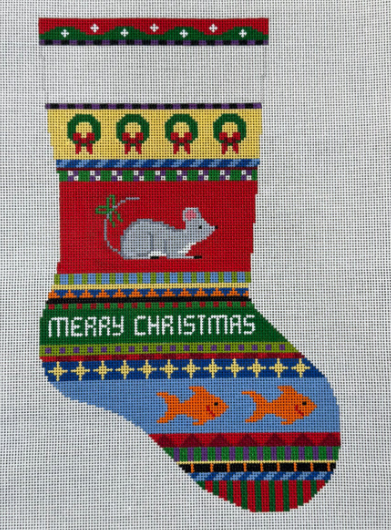 Bold Stripe Cat Midi Stocking - 13M (Susan Roberts)