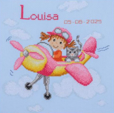 Airplane With Girl & Cat (Vervaco)