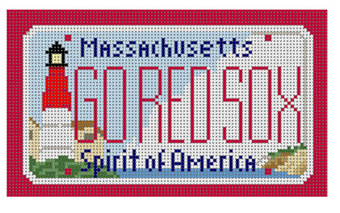 Mini License Plate - Massachusetts/Go Red Sox (Starke Art Designs)