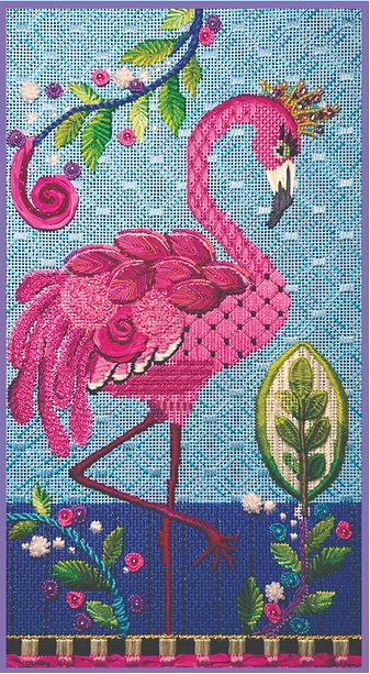 Fabulous Fanny Flamingo (Kelly Clark Needlepoint)