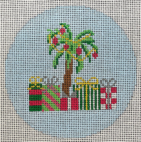 Christmas Palm Tree on Blue (Kristine Kingston)