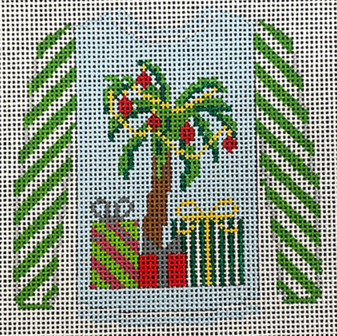Sweater Palm Tree on Blue w/Green Sleeves (Kristine Kingston)