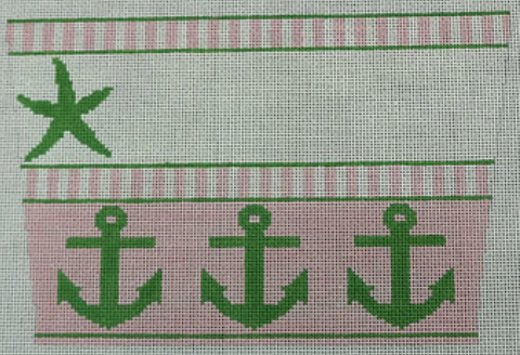 Stocking Cuff - Starfish and Anchors Pink & Green (Kristine Kingston)