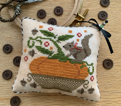 Pumpkin Basket Pinkeep (Stitches by Ethel)