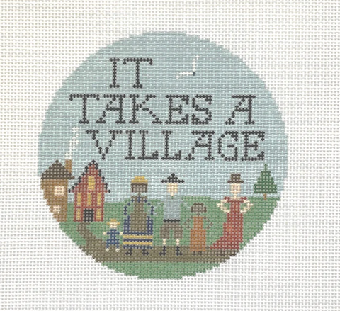 It Takes a Village round (Doolittle Stitchery)