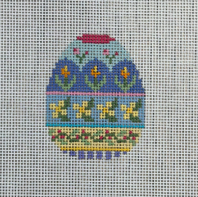 Yellow Flower Stripe, Small Egg (Susan Roberts Needlepoint)