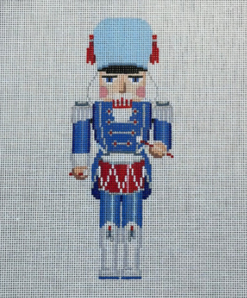 Nutcracker, Blue/White/Silver Drummer (Susan Roberts Needlepoint)
