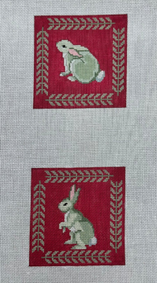 Rabbits w/Fern Border Coaster Set (Susan Roberts)