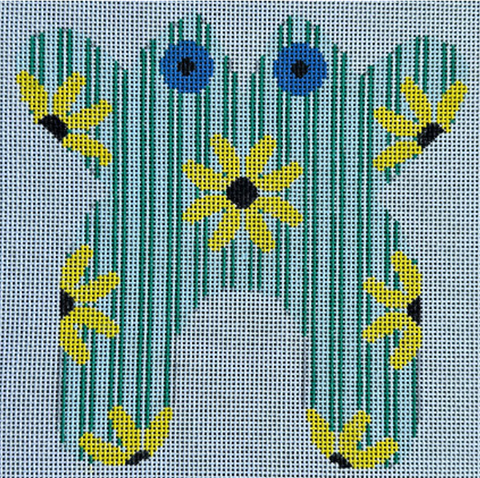 Frog - Black Eye Susan on Blue/Green Stripes (Chris Lewis)