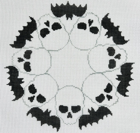 Skull and Bat Halloween Wreath (KCN Designers)