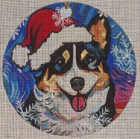Santa Doggy Ornament (Mindys Needlepoint)