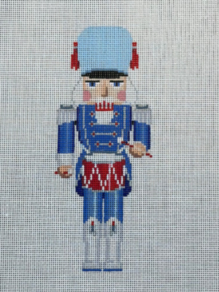 Nutcracker, Blue/White/Silver Drummer (Susan Roberts Needlepoint)