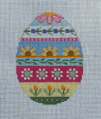 Sunflower Stripe Egg (Susan Roberts Needlepoint)