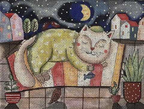 Sleeping City Kitty CC-4 (Mindys Needlepoint)