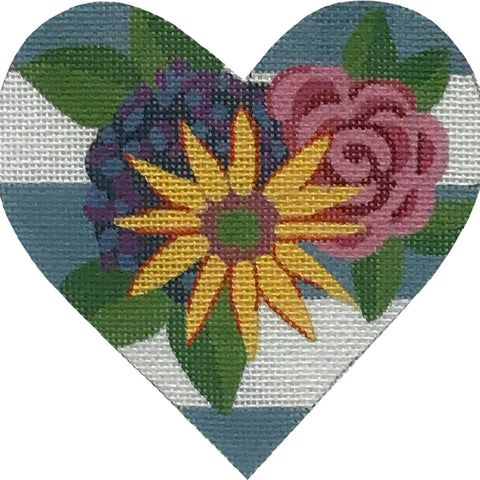 Light Blue Stripe Floral Heart (Alice Peterson)