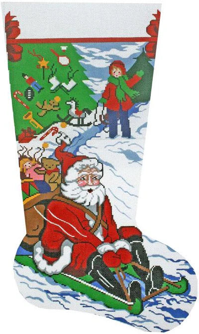 Santa Sledding Stocking (Lees Needle Arts)