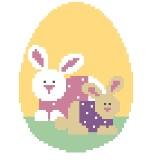 Mother Bunny & Baby/Yellow Egg (Kathy Schenkel)