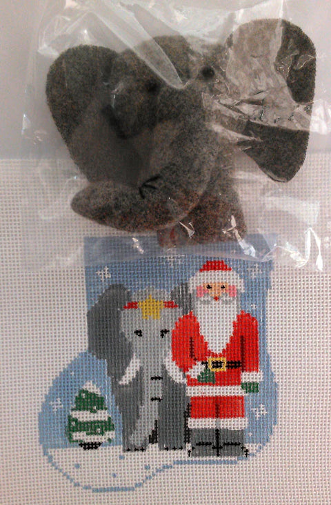 Elephant Santa w/Elephant Mini Sock (Kathy Schenkel)