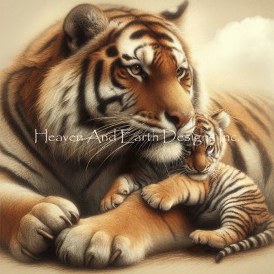 Huggable Tiger with Baby Cub (Malcolm Watson)