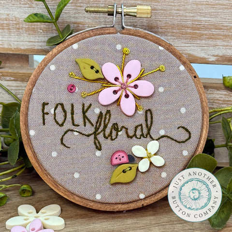 Folk Garden Buttons - Pink Poppy (JABC)