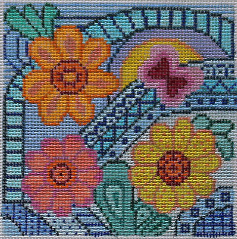 Flowers & Butterfly Square (PLD Designs)